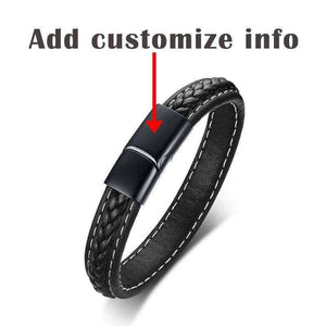Emergency Medical Alert Genuine Leather Bracelet
