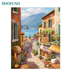 Landscape on canvas acrylic Painting By Numbers DIY 60x75cm Frame Digital Painting Draw Number