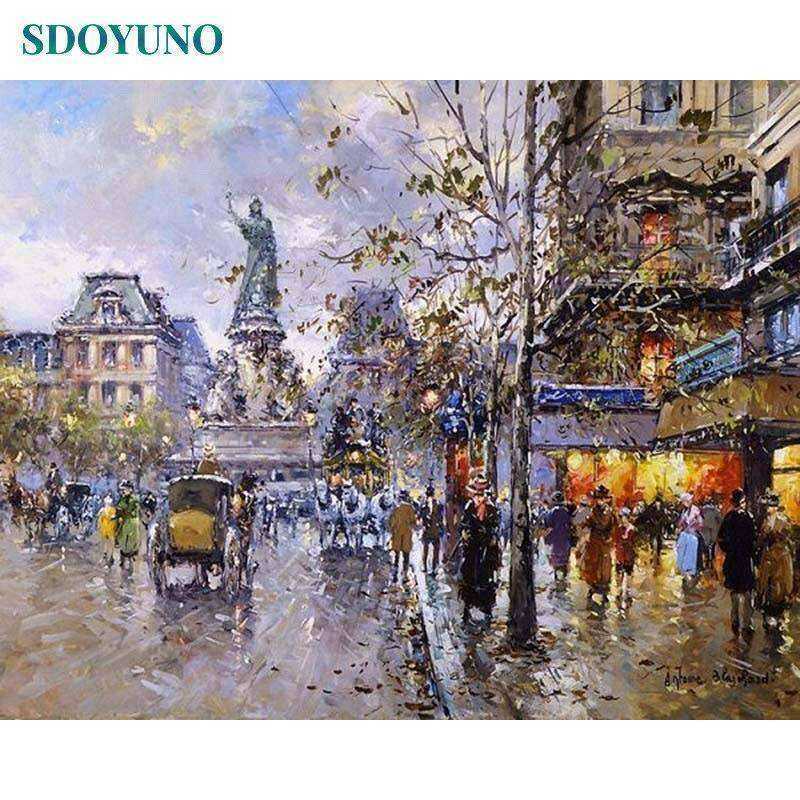 Landscape on canvas acrylic Painting By Numbers DIY 60x75cm Frame Digital Painting Draw Number