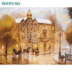 Landscape on canvas acrylic Painting By Numbers DIY 60x75cm Frame Digital Painting Draw Number
