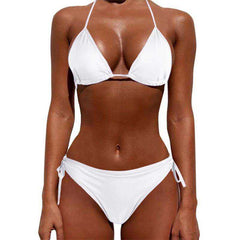 Sexy Women Pure Color 2021 New Brazilian Summer Style Lady Bandage Swimwear Bikini Set - AWAKENING AESTHETICS