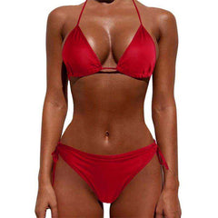 Sexy Women Pure Color 2021 New Brazilian Summer Style Lady Bandage Swimwear Bikini Set - AWAKENING AESTHETICS