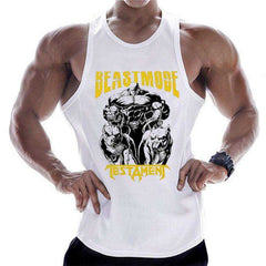 Summer Men Cotton Casual Printed Bodybuilding Gym Fitness Workout Sleeveless Shirt - AWAKENING AESTHETICS