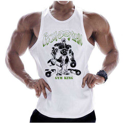 Summer Men Cotton Casual Printed Bodybuilding Gym Fitness Workout Sleeveless Shirt - AWAKENING AESTHETICS