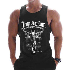 Summer Men Cotton Casual Printed Bodybuilding Gym Fitness Workout Sleeveless Shirt - AWAKENING AESTHETICS