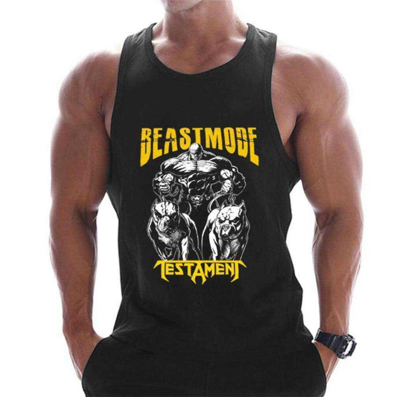 Summer Men Cotton Casual Printed Bodybuilding Gym Fitness Workout Sleeveless Shirt - AWAKENING AESTHETICS