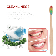 Aesthetic Soft Rainbow Head Wooden Bamboo Toothbrush