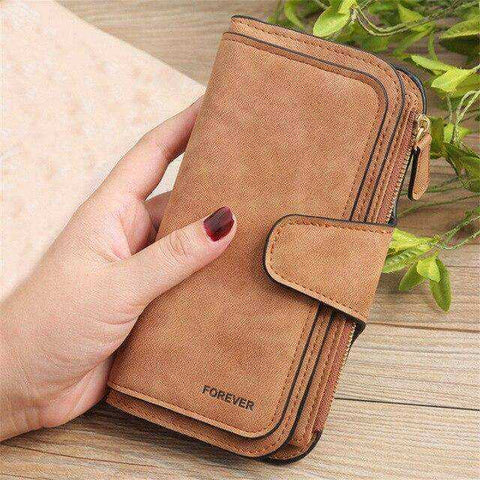 Image of New Women Long Coin Purse Scrub Leather Wallet