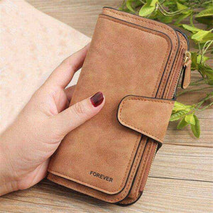 New Women Long Coin Purse Scrub Leather Wallet
