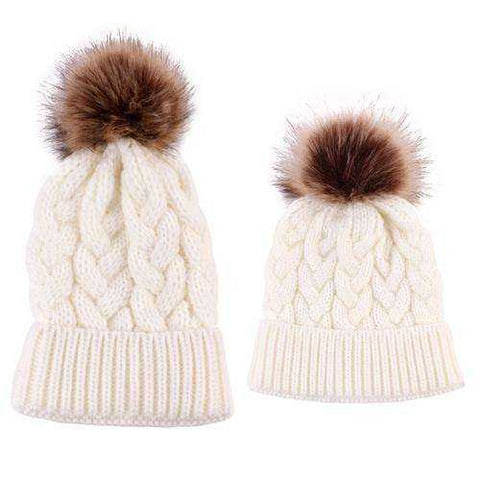 Image of Mother Daughter Warm Knitted Hat
