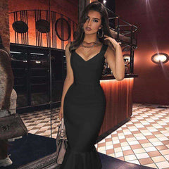 Beautiful Mermaid Bandage Bodycon V Neck Dress