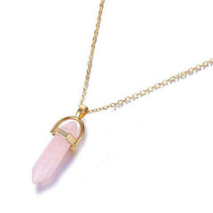 Natural Stone Moon Choker Gold Color Crystal Pendant Necklace