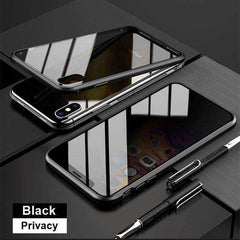 Iphone Metal Magnetic Tempered Glass Cell Phone Case