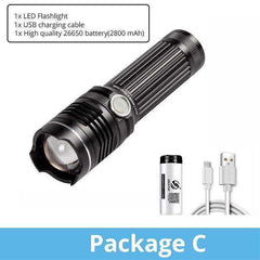 Rechargeable LED Flashlight With 4 Core P50 and 4 Colors LED Chip