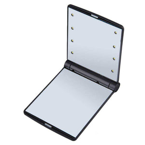 8 LED Lights Folding Square Cosmetic Pocket Mirror