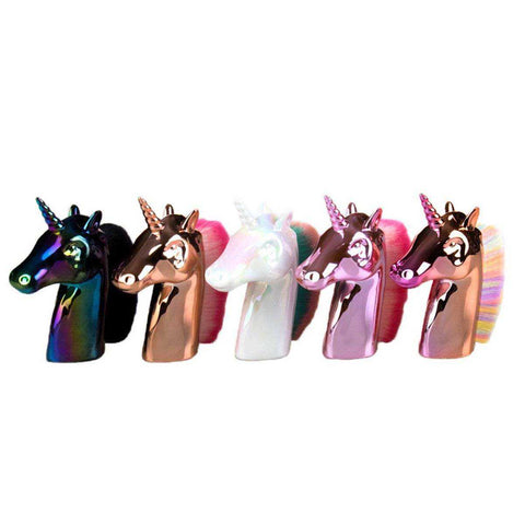 Image of Unique Unicorn Rainbow Synthetic Hair Powder Blush Aesthetic Makeup Brushes