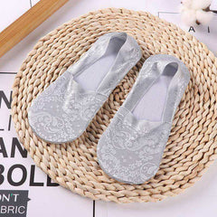 1/2 Pairs Women Girls Lace Flower Short Socks Anti-skid Invisible Ankle Sock Slippers