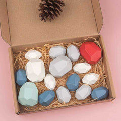 Children's Wooden Colored Stone Jenga Building Block Educational Toy