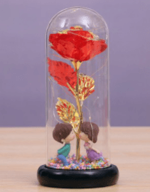 Red Rose In A Glass Dome With LED Light