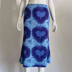 Women's Heart Print Loose Low Waist Package Hip Mid-Calf Skirts