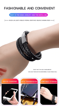 Genuine Leather Mini Micro USB Phone Charging Bracelet