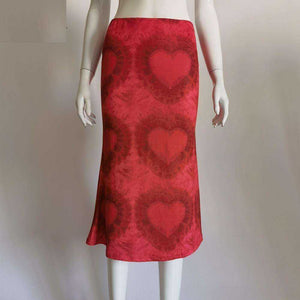 Women's Heart Print Loose Low Waist Package Hip Mid-Calf Skirts