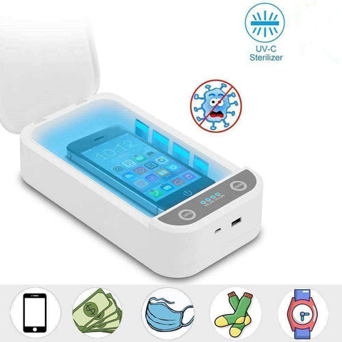 Image of White Portable UV Light Cell Phone & Keys Sterilizer Disinfectant