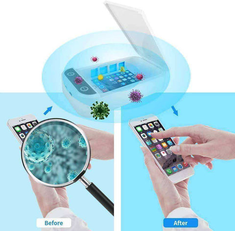 Image of White Portable UV Light Cell Phone & Keys Sterilizer Disinfectant