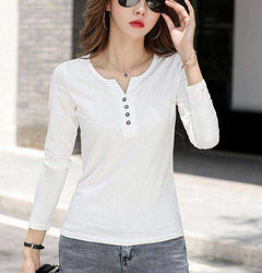 Women Summer Spring Casual Sexy V neck Short Long Sleeve Tshirt - AWAKENING AESTHETICS