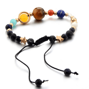 9 Planets Natural Stone Beads Adjustable Bracelet