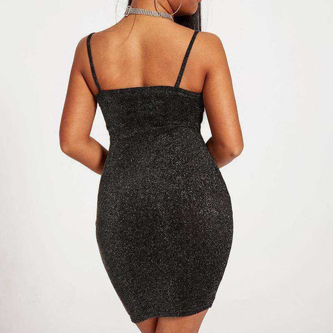 Image of Thin Shoulder Strap Slim Mini Tight Women's Short Dress