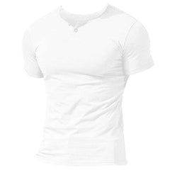 MUSCLE ALIVE Men's Short Sleeve Henleys  T-Shirt Single Button Placket