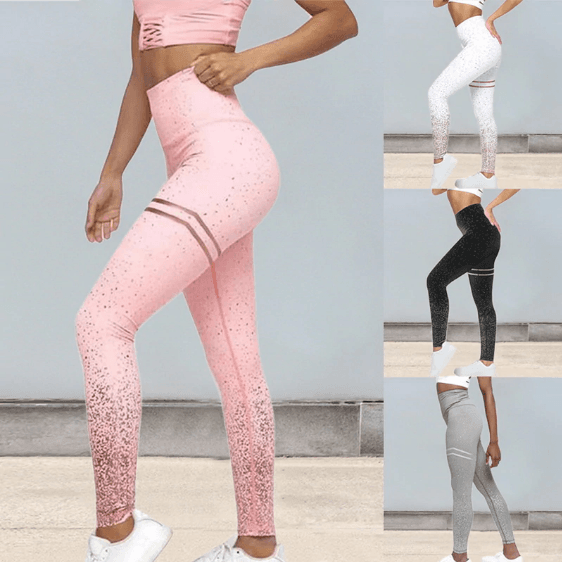 Women High Waist Glittered Push Up Workout Leggings