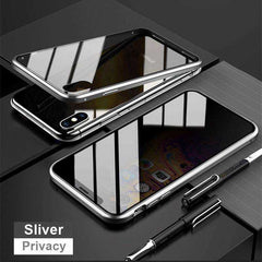 Iphone Metal Magnetic Tempered Glass Cell Phone Case