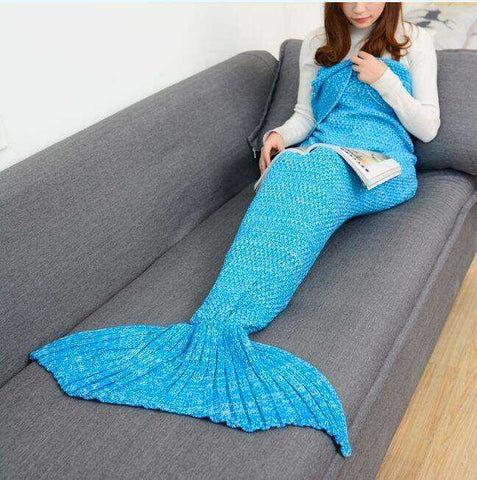 Image of Soft All Seasons Knitted Mermaid Tail Blanket