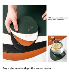 Non Slip PU Leather Tableware Pad Placemat Disc