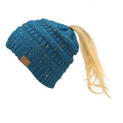 Women Warm Knitted Ponytail Beanies