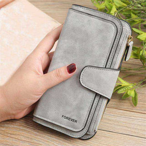 New Women Long Coin Purse Scrub Leather Wallet